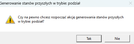 Widok okna komunikatu