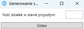 Widok okna generowania