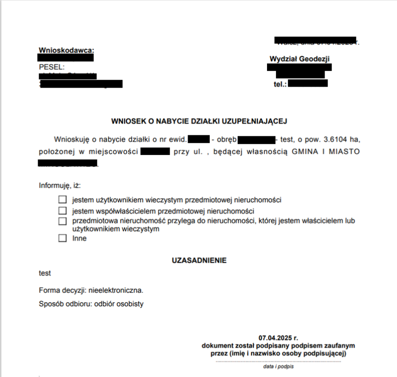 Podgląd wniosku