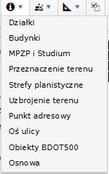 Widok okna opcji wyświetlania opcji informacji o obiektach mapowych